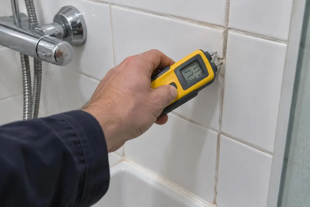 Lekdetectie Almere – vochtmeter op badkamertegels bij de douche